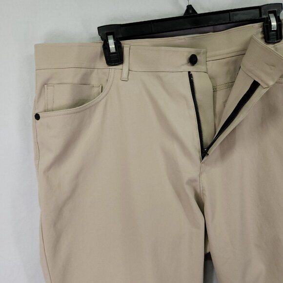 Public Rec Pants Mens 36x30 Performance Chino Stretch Workwear Beige Trousers - Picture 3 of 14